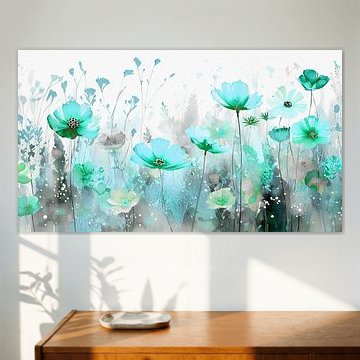 Peinture spéciale d'un champ de coquelicots