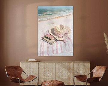 Beach Still Life Vintage Pastel Books Sea Pink