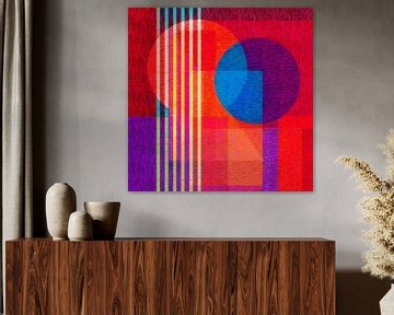 Digitaal abstract met rood, paars en blauw van Corinne Welp