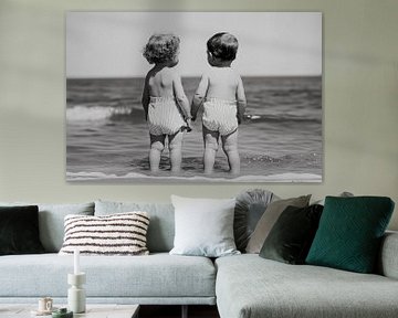 Two toddlers at the beach by Black Coffee
