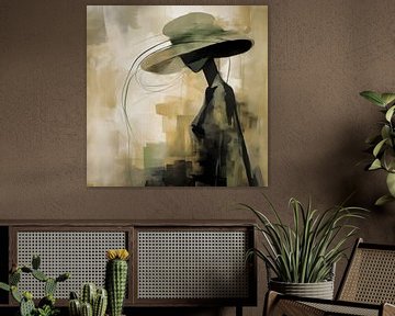 Vrouw met hoed van Koffie Zwart