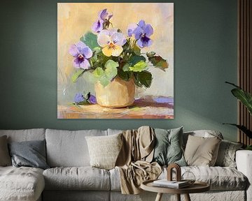 Viooltjes in een pot van Lauri Creates