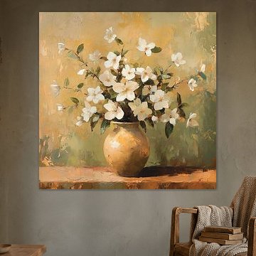 Weiße Frühlingsblumen im Topf