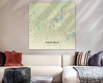 Vintage map of Sandviken, Sweden. by Prints of Place