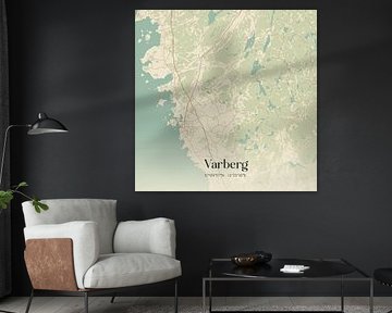 Alte Karte von Varberg, Schweden. von Ortsdrucke