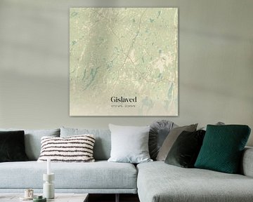 Alte Karte von Gislaved, Schweden. von Ortsdrucke