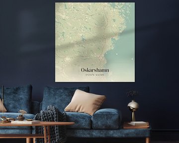 Alte Karte von Oskarshamn, Schweden. von Ortsdrucke