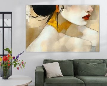 Abstract Portret Vrouw Geel van De Mooiste Kunst