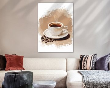 Stijlvol koffiekopjesmotief met koffiebonen