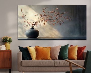 Oranje Bloesems in licht en donker van Studio BB
