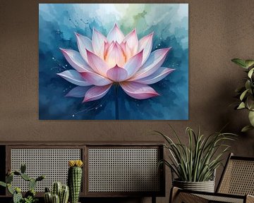 Serene Watercolor Lotus Blossom by Artistic