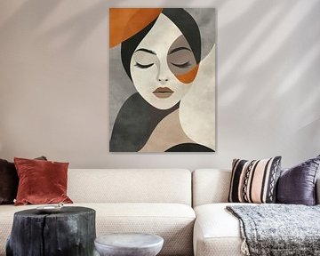 Minimalist female portrait in earthy tones and shapes by Color Square