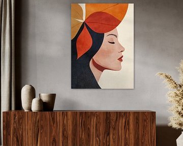 Serene vrouw in profiel met herfsttinten en geometrie van Color Square