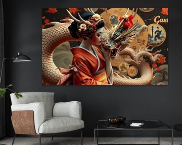 Geisha met draak van Egon Zitter