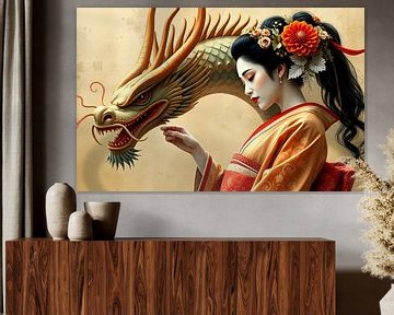 Geisha met draak van Egon Zitter