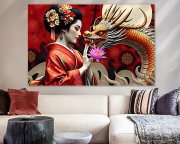 Geisha met draak van Egon Zitter