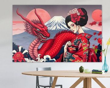 Geisha met draak van Egon Zitter