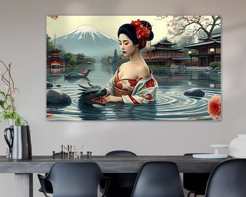 Geisha met draak van Egon Zitter