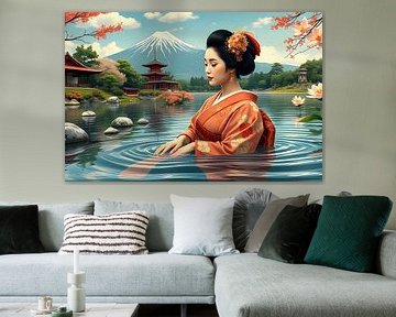Geisha in the water by Egon Zitter