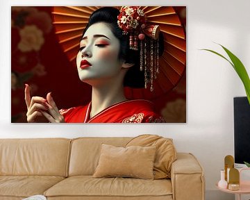 Japanese art Geisha love