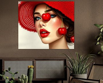 woman with cherries