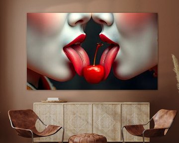 kiss the cherry Geisha women japanese art Geisha love