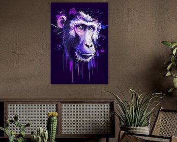Portrait de singe expressif dans les tons violets sur Pixelbull Design