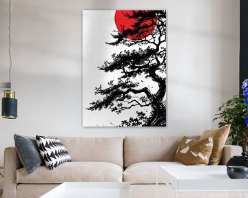 inkttekening van boom en maan van Giandra Safaraz