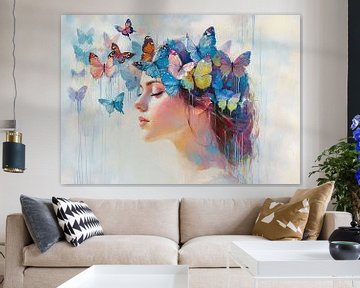 Vrouw en Vlinders | Vrouw Vlinders van Kunst Kriebels