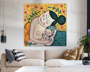 Moeder en Kind Schilderij van Anita Letuve