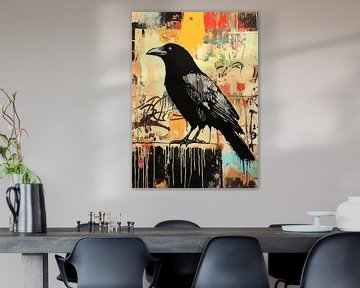 Kraai voor een abstracte graffiti achtergrond van Pixelbull Design