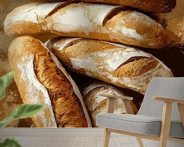 Close-up van vers gebakken knapperig stokbrood