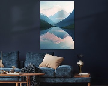 Mountain lake with reflection in a tranquil natural setting by Pixelbull Design