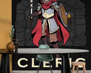 Moedige geestelijke in een donkere gewelfde omgeving