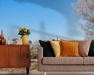 Uitzicht op de Stadtweide telecommunicatietoren in Rostock in de winter