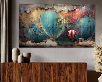 Hete lucht ballon graffiti van Martine Affre Eisenlohr