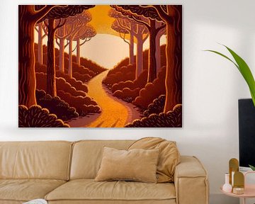Gouden pad door het bos van Artistic