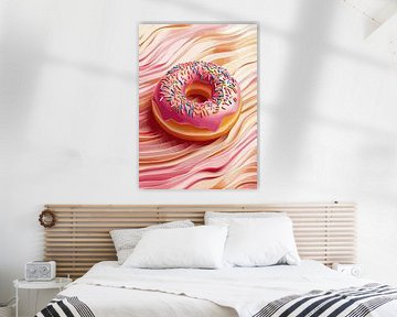 Roze donut met hagelslag op abstracte achtergrond van Pixelbull Design