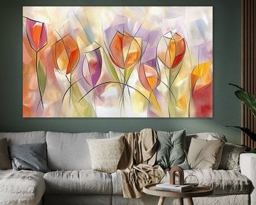 Tulpen Pastel Abstract van Jacky