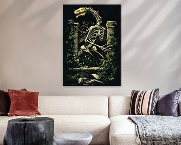 Dragon squelette dans des ruines en ruine