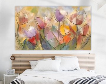 Tulpen Pastel Abstract II van Jacky