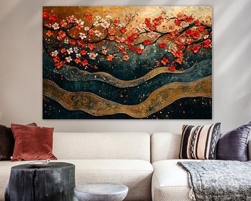 malerische japanische Kunst Blumen abstrakt