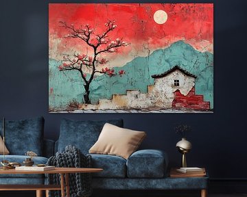 schilderachtig japanse kunst huis