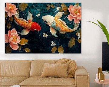 malerische japanische kunst koi karpfen goldfisch
