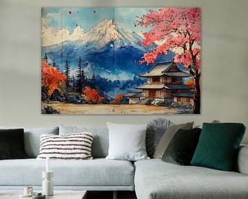 malerischer japanischer Kunsttempel in Landschaft