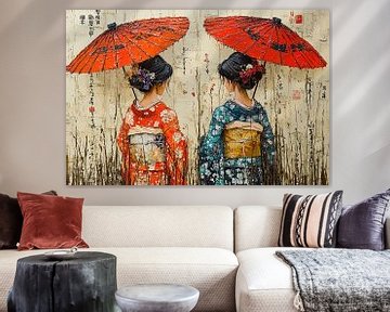 schilderachtige japanse kunst geisha van Egon Zitter