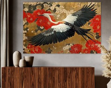 schilderachtige japanse kunst kraanvogel van Egon Zitter