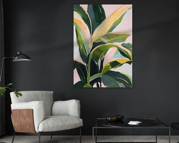 Plant schilderij fauvisme groen botanisch pastel neon van Niklas Maximilian