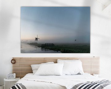 Foggy sunrise at the mill crossing in Aarlanderveen by Stories by Pien