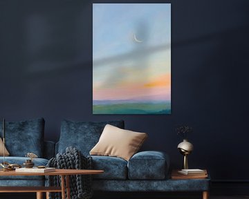 Maan Abstract Pastel Landschap Minimalistisch van Niklas Maximilian